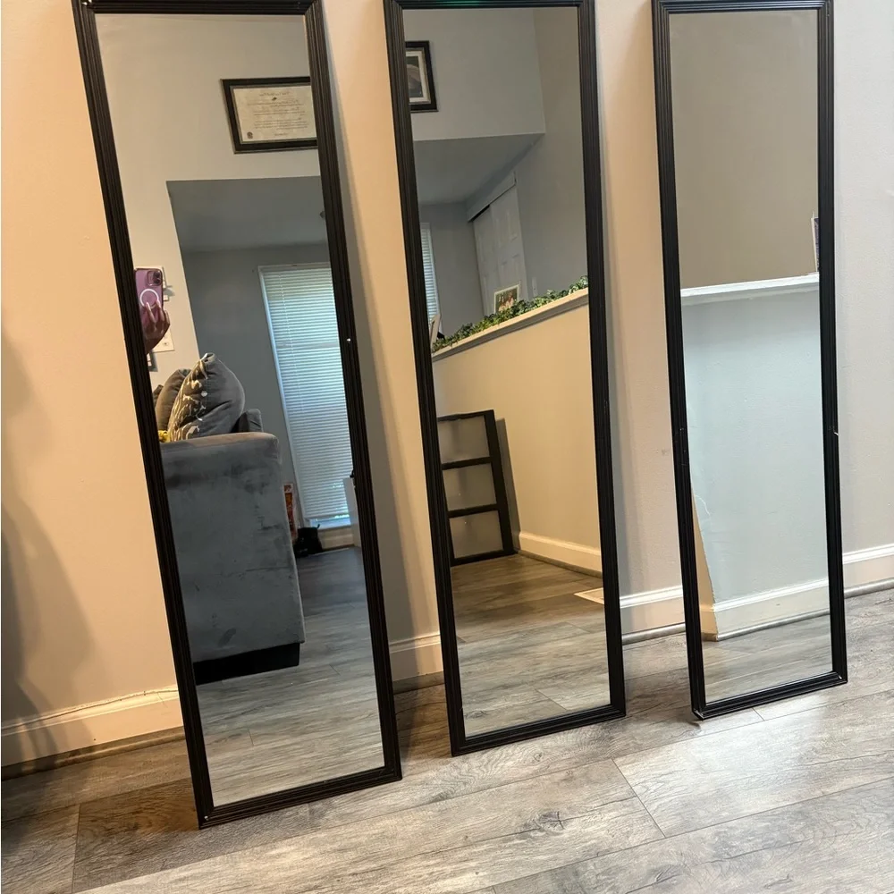 Sleek Black Framed Wall Mirror Set